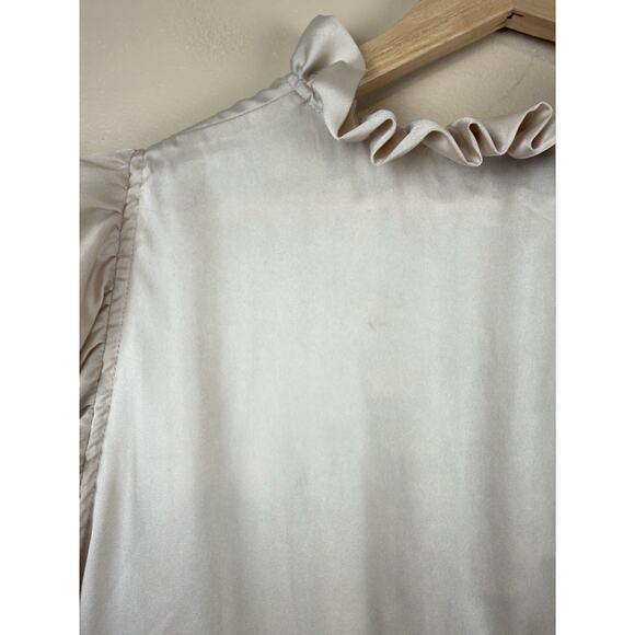 Munthe Vox Wrap Blouse Women’s Ivory Ruffle Satin Like Top Approx Size M/L Boho - Picture 5 of 13